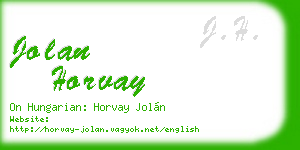 jolan horvay business card